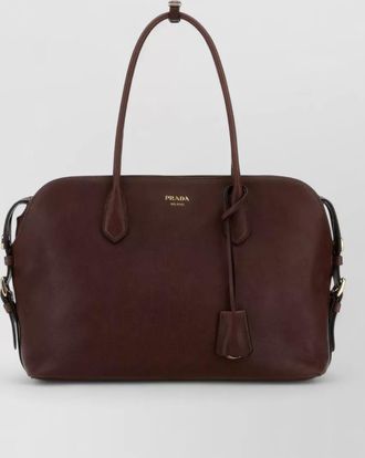 Prada leather shopping shoulder bag detachable strap