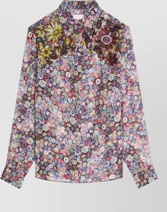 Dries Van Noten embroidered printed slim-fit shirt
