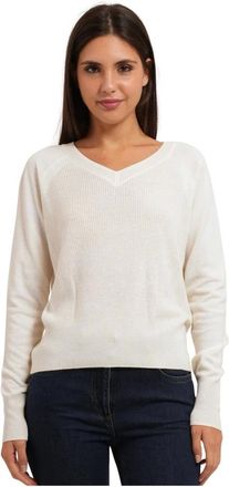 Pennyblack Jersey de pico con punto mixto - Knitwear - Mujer - Blanco - XL