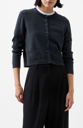 French Connection Crop Cardigan in Charcoal Mel at Nordstrom, Size X-Small