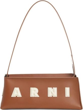 Marni Bruin Leren Schoudertas - Dames - Schoudertassen - Bruin - ONE Size - Leer - Tassen