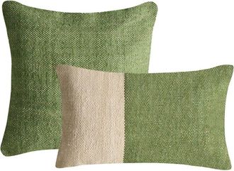 Beliani Conjunto De 2 Cojines Decorativos De Algod&oacute;n 45/30 X 45/50 Cm Verde Anisoptera