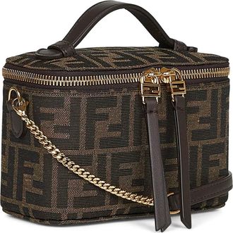 Fendi Womens Mini Vanity Bag Brown Polyester Handbags Hand