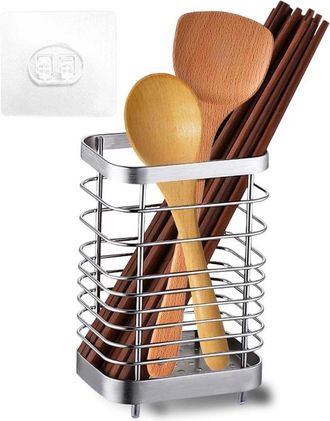 No Brand Soporte Para Utensilios De Cocina De Acero Inoxidable - Duradero Y Pr&aacute;ctico - 1 Pieza - Color Plata