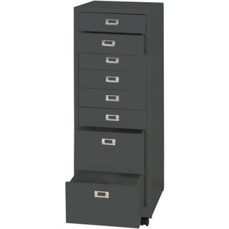 Hhg Cassettiera armadietto ufficio con ruote HHG 473 acciaio 8 cassetti 115x40x41cm grigio scuro