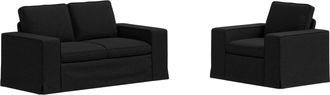 vidaXL Juego De Sof&aacute; 2 Uds. Negro Tela Vidaxl