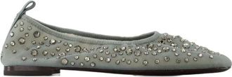 Tory Burch Schoenen, Dames, Blauw, 36 EU, Leer, Ballerinas met Kristalversiering van Mesh
