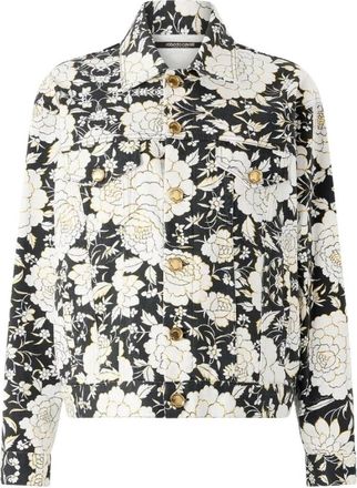 Roberto Cavalli Bloemen Denim Jack - Dames - Spijkerjassen - Zwart - L - Denim - Jassen