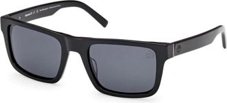 Timberland Rechthoekige Acetaat Zonnebril - Heren - Zonnebrillen - Zwart - 55 MM - Accessoires