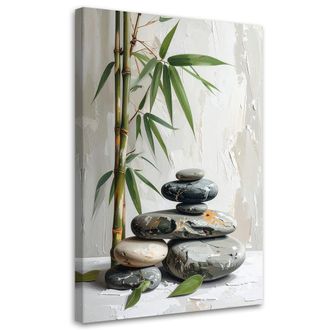 Feeby Impresi&oacute;n De Imagen, Piedras Zen Spa Hojas De Bamb&uacute; En Beige, 80x120