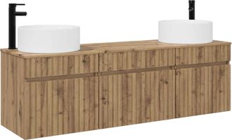 vidaXL Juego De Muebles De Ba&ntilde;o 3 Uds. Roble Artisan Vidaxl