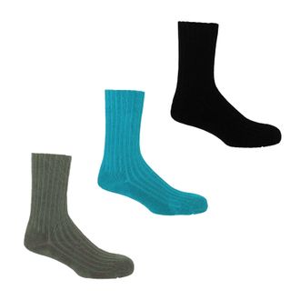 Peper Harow Ribbed Mens Bed Socks Bundle - Black, Aqua & Grey