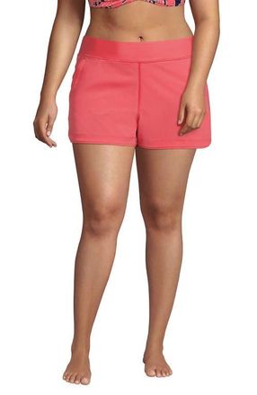 Lands End 3 Quick Dry Elastic Waist Board Shorts Swim Cover-up Shorts with Panty in Wood Lily at Nordstrom, Size 20W