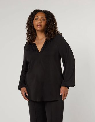 Live Unlimited London Womens Black Jersey V-Neck Raglan Sleeve Blouse - Size: 12