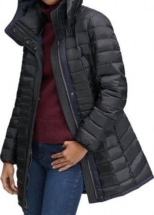 Andrew Marc Removable Hood Marble Quilted Down Jacket In Black