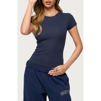 Edikted Adley Fitted Bodysuit in Navy at Nordstrom, Size X-Small