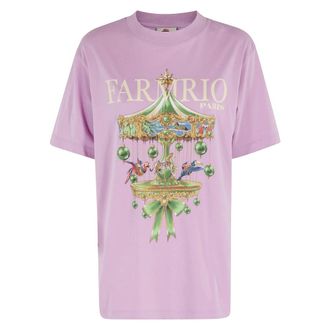 Farm Rio Paris Carousel T-Shirt - - Tops - Donna - Rosa - M