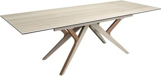 Angel Cerd&aacute; Mesa ovalada barril extensible de m&aacute;rmol y acero taup&eacute;