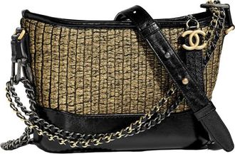 Chanel Black & Gold Tweed Small Gabrielle Hobo Bag