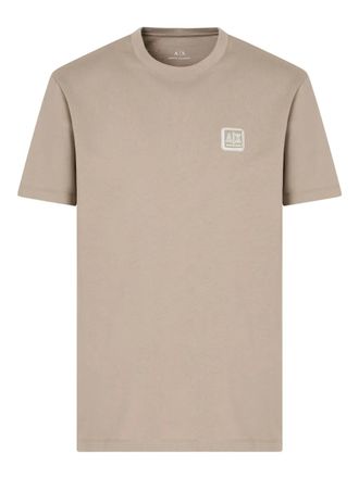 A|X Armani Exchange logo-patch T-shirt - men - Cotton - M - Neutrals