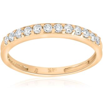 Pompeii3 1/2ct Diamond Wedding Ring 14K Yellow Gold Womens Stackable Band Jewelry Round Size Selectable