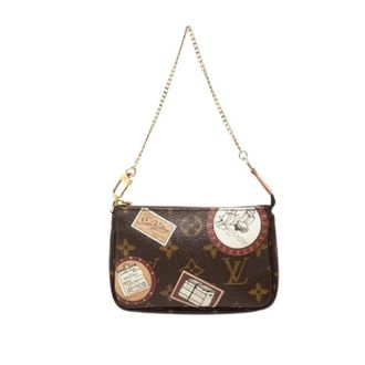 Louis Vuitton Pre-owned Monogram Patch Mini Pochette Accessoires Pouch - Dames - Pre-owned - Bruin - Maat: ONE Size Leer