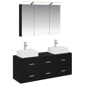 vidaXL Juego De Muebles De Ba&ntilde;o 4 Pcs Roble Negro Vidaxl