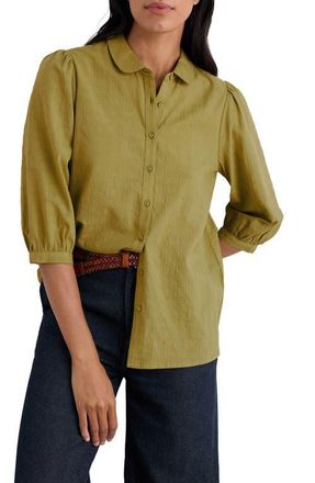 Seasalt Cornwall Hope Cottage II Organic Cotton Button-Up Shirt in Fennel at Nordstrom, Size 14 Us