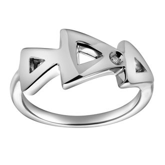 LuvMyJewelry Jolie Sterling Silver 0.01 Ct Diamond Geometric Ring