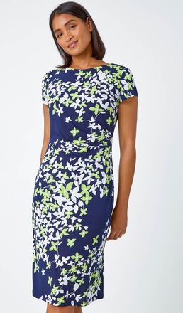 Roman Floral Print Shift Stretch Dress