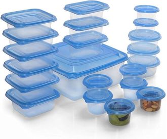 Trade Shop Trade Shop - Conjunto De Contenedores De 21pcs Con Tapa De Pl&aacute;stico Transparente Apilable Microondas