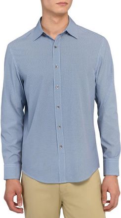 W.R.K Slim Fit Round Geo Print Performance Button-Up Shirt in White/Blue at Nordstrom, Size Xx-Large