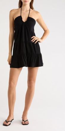 PacSun Kenna Keyhole Halter Minidress in Black at Nordstrom, Size Large