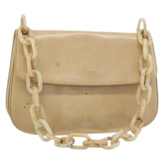Prada Pre-owned Vintage Schoudertas - Dames - Pre-owned - Beige - Maat: ONE Size Leer