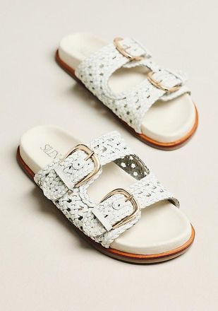 Silent D Woven Buckle Slide Sandals
