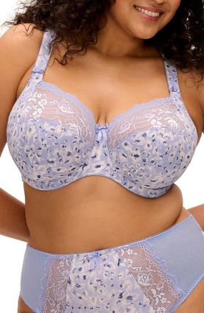 Elomi Morgan Full Figure Underwire Bra in Blue Leopard at Nordstrom, Size 32Kk