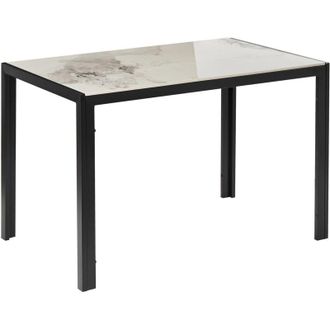 Beliani Beliani - Tavolo da pranzo in ceramica e metallo 120 x 70 cm Bianco e nero Clarence