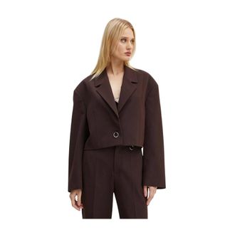 &Aacute;eron Jassen, Dames, Bruin, XS, Polyester, Oversize Blazer