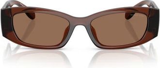 Michael Kors 52mm Rectangular Sunglasses in Brown Transparent /Brown at Nordstrom