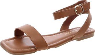 Sun + Stone Sun Stone Quebecc Ankle-Strap Flat Sandal Cognac QUEBECCP Womens