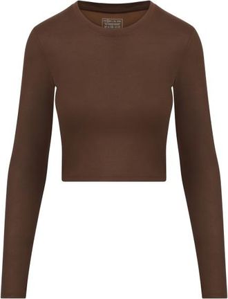 Hey Honey Longsleeve Cropped Always Dressed Yogashirt f&uuml;r Damen | braun