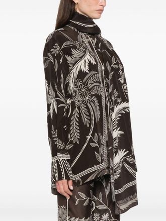 F.R.S. Botanical Print Silk Shirt - Black