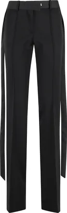 The Attico Black Front-Darts Viscose-Band Wool Straight-Leg Pants