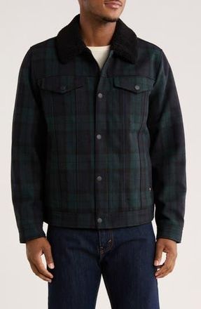 Tommy Hilfiger Plaid Faux Fur Collar Jacket in Blackwatch Plaid at Nordstrom Rack, Size Large