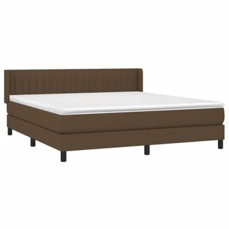vidaXL Vidaxl - Cama Box Spring Con Colch&oacute;n Tela Marr&oacute;n Oscuro 160x200 Cm