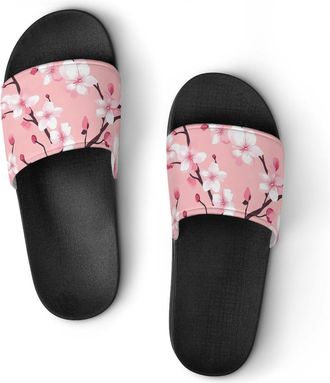 Generic Cherries Florals Blossoms Shower Shoes Slipper for Women Men Beach Slippers Quick Drying Non Slip Open-Toe Sandals