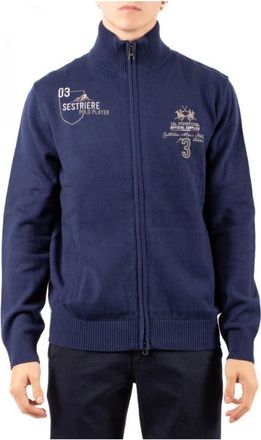 La Martina Truien & Vesten, Heren, Blauw, XL, Katoen, Full Zip Polo Team Bradford Sweater