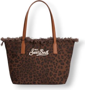 MC2 Saint Barth Medium Leopard Print Tote Bag With Fringed Edge