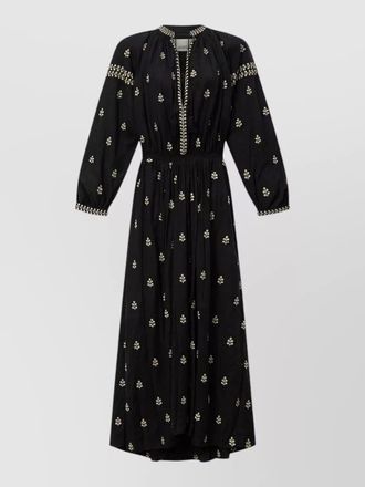 Isabel Marant rodilia silk long sleeve v neck dress