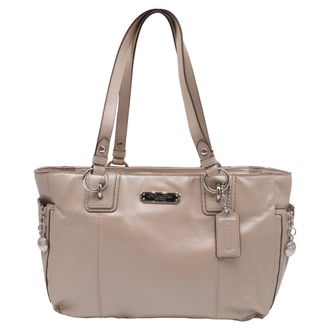 Coach East/West Gallery Tote Bag in Beige Leather